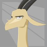  2018 antelope anthro disney fan_character grey_background headshot_portrait horn looking_at_viewer male mammal oliver_hornski portrait reaction_image simple_background solo unamused yitexity zootopia 