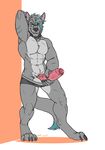  abs anthro balls biceps briefs canine clothing collar crash_azarel_(character) erection grin hand_behind_head holding_penis humanoid_penis kenjin male mammal mostly_nude muscular muscular_male paws pecs penis smile solo uncut underwear vein veiny_penis wolf 