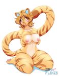  anthro axochitl_the_tigress baniflakes breasts digital_media_(artwork) featureless_crotch feline female fur hair hi_res mammal nipples nude orange_eyes orange_fur simple_background solo stripes tiger 