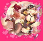  big_breasts breasts canine clothing female fox hakumen hat holidays idol leather legwear mammal maruboku_b microphone necktie pose socks thick_thighs thigh_socks tokyo_afterschool_summoners valentine&#039;s_day 