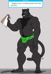  anthro belly big_belly body_hair bulge chest_hair clothed clothing feline kenjin looking_at_viewer male mammal musclegut muscular muscular_male nipple_piercing nipples panther piercing smile solo standing tight_clothing topless 