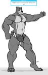  anthro bear bulge clothed clothing kenjin male mammal monochrome muscular muscular_male penis smile solo standing tight_clothing underwear 