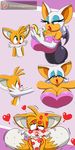  &lt;3 bat big_breasts breasets breasts canine digitaldomain123 duo female fox kiss_mark lipstick makeup male mammal miles_prower rouge_the_bat sonic_(series) 