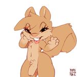  2018 5_fingers anthro bedroom_eyes brown_eyes buckteeth digital_media_(artwork) eyelashes flaccid freckles girly hair half-closed_eyes hand_on_cheek looking_at_viewer male mammal midriff navel nude penis rodent seductive signature simple_background squirrel teeth thick_thighs tongue tongue_out white_background wide_hips xylas 