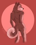  2018 anal anthro athletic balls butt canine cute digital_drawing_(artwork) digital_media_(artwork) dog eyelashes fluffy fur holidays kotalis looking_at_viewer male mammal muscular muscular_male nude pose red_fur shiba_inu simple_background smile solo standing 