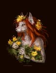  anthro canine female flower fox hair long_hair mammal plant saterina simple_background solo whiskers 
