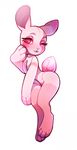  &lt;3 &lt;3_eyes 3_fingers 4_toes animate_inanimate anthro butt choker cute eyelashes featureless_crotch frenky_hw fur girly lagomorph living_plush looking_at_viewer makeup male mammal markings nude one_eye_closed pink_fur rabbit simple_background smile solo toes white_background wink zipper 