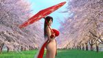  1girl 3d ass breasts brown_hair fatal_fury female kimono king_of_fighters kunoichi light-skinned_female long_hair looking_at_viewer oriental_umbrella outdoors shiranui_mai snk source_filmmaker umbrella v1z3t4 wafuku 