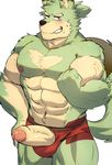  2018 abs anthro biceps big_muscles canine fur hi_res humanoid_penis kemono male mammal mono_g multicolored_fur muscular muscular_male penis 