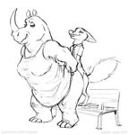  2017 adam_wan ambiguous_penetration anthro anthro_on_anthro canine clothed clothing disney duo female fox half-closed_eyes happy happy_sex interspecies larger_anthro larger_female looking_pleasured male male/female male_penetrating mammal necktie nick_wilde partially_clothed penetration rhinoceros sex simple_background size_difference smaller_anthro smaller_male smile text white_background zootopia 