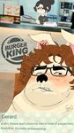  2018 animal_humanoid anon blush burger_king canine clothed clothing dialogue digital_media_(artwork) dog english_text eyewear female fur glasses hi_res human humanoid male mammal nervous one_eye_closed sweat text tynnq what 