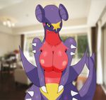  anthro anthrofied blush breasts female garchomp kaimu_(artist) looking_at_viewer nintendo nipples pok&#233;mon pok&#233;morph pokemon scalie smile solo spikes video_games wide_hips yellow_eyes 