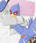  abs anal anal_penetration anthro anus avian balls bdsm bed bird bondage bound canine clothing duo falco_lombardi feathers flaccid male male/male mammal nintendo penetration penis sex star_fox video_games wolf wolf_o&#039;donnell 四六時中眠太郎 