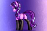  2018 anus butt clothing cutie_mark digital_media_(artwork) dock equine female feral friendship_is_magic hair hi_res horn legwear looking_at_viewer mammal multicolored_hair my_little_pony pussy setharu solo starlight_glimmer_(mlp) two_tone_hair unicorn 