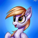 2017 absurd_res blue_background derpy_hooves_(mlp) digital_media_(artwork) equine eyelashes feathered_wings feathers female feral friendship_is_magic fur hair hi_res mammal my_little_pony open_mouth pegasus setharu simple_background solo wings 