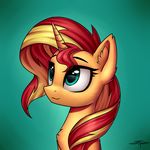  2017 absurd_res digital_media_(artwork) equestria_girls equine eyelashes female feral fur hair hi_res horn long_hair mammal multicolored_hair my_little_pony setharu solo sunset_shimmer_(eg) two_tone_hair unicorn 