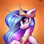  2017 absurd_res digital_media_(artwork) equine eyelashes feathered_wings feathers female feral friendship_is_magic hair hi_res horn long_hair mammal multicolored_hair my_little_pony princess_celestia_(mlp) setharu solo winged_unicorn wings 