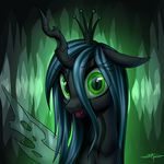  2017 absurd_res changeling digital_media_(artwork) eyelashes female feral friendship_is_magic green_eyes hair hi_res horn long_hair looking_at_viewer my_little_pony open_mouth queen_chrysalis_(mlp) setharu solo wiings 