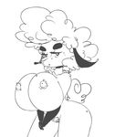  2015 anthro areola beauty_mark big_breasts breast_squish breasts caprine chest_tuft crotch_tuft digital_media_(artwork) female hair helbaa_(smutbooru) huge_breasts line_art looking_at_viewer mammal mature_female monochrome nipples nude seductive sheep short_hair smile smutbooru solo standing tongue tongue_out tuft voluptuous wide_hips 