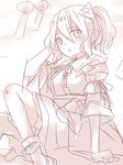  alternate_hairstyle commentary hand_on_head hat hat_removed headwear_removed japanese_clothes kimono lilith_(lilithchan) saigyouji_yuyuko short_hair sitting sketch solo touhou 