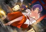  barefoot breasts cleavage inue_shinsuke japanese_clothes love_live!_school_idol_project miko onsen torii toujou_nozomi 