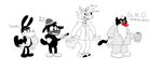  2017 aardvark beard black_and_white bowler_hat canidae canine cat cigar clothing concept_art coyote doctor facial_hair feline gerneal:clipboard gloves hat head_mirror kerchief mammal mexican monochrome sleazetown tongue toon-n-crossover 