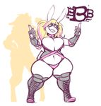  anthro belly big_breasts biped boots breasts buckteeth clothed clothing digital_media_(artwork) eyemask female fingerless_gloves footwear gloves hair huge_breasts jintonic lagomorph mammal muffin_top navel rabbit shoes slightly_chubby smile solo standing teeth thick_thighs voluptuous wide_hips 