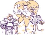  animal_humanoid armor clothed clothing costume demon female fishnet flexing group hat humanoid jintonic lagomorph male mammal rabbit_humanoid standing thick_thighs wings 