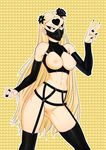  1girl bdsm black_sclera blonde_hair breasts breasts_outside elbow_gloves facial_mark forehead_mark gloves kaijin_hime_do-s large_breasts long_hair mask one-punch_man solo thighhighs yellow_eyes 