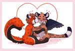  &lt;3 anthro cheetah chibi duo feline female kissing leopard male mammal piercing tailmaw wings wolfpsalm 