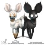  2018 brown_fur cervine cryptid-creations deer duo eyes_closed female feral fur humor mammal pun shadow simple_background tan_fur white_background white_eyes white_fur 