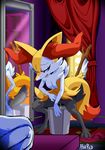  anthro biped braixen canine digital_media_(artwork) female fur hand_on_hip hi_res inner_ear_fluff is_(artist) mammal nintendo peeing pok&eacute;mon pok&eacute;mon_(species) pussy solo urine video_games watersports white_fur 