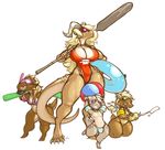  anthro breasts bulge chibi clothing eyewear female jintonic kobold male paddle scalie short_stack smile speedo standing sunglasses sunscreen swimsuit thick_thighs underwear 