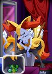  anthro biped braixen canine digital_media_(artwork) female fur hand_on_hip hi_res inner_ear_fluff is_(artist) mammal nintendo peeing pok&eacute;mon pok&eacute;mon_(species) pussy solo urine video_games watersports white_fur 