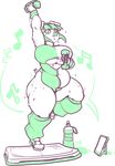  anthro big_breasts breasts clothed clothing exercise female jintonic mammal overweight pig porcine slightly_chubby solo standing sweat water_bottle weightlifting workout 