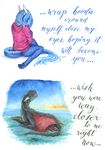  2018 ambiguous_gender anthro black_body black_hair blue_body blue_hair blue_skin bottomless clothed clothing dragon dreit english_text feral hair holidays horn lonely long_hair lying multicolored_skin outside sad samantha-dragon samantha_(samantha-dragon) scalie sitting sweater tail_tuft text traditional_media_(artwork) tuft two_tone_skin valentine&#039;s_day watercolor_(artwork) white_horn 