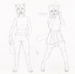  anthro canine clothing concept_art dreadwolfclaw1990 female fight fight_pose looking_at_viewer mammal model_sheet muscular pigtails pose school school_uniform sketch standing sybil_mccready uniform wolf 