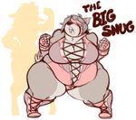  anthro breasts canine cleavage clothed clothing english_text female footwear hair hair_over_eye jintonic mammal obese open_mouth overweight shoes solo standing text 