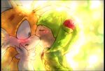  anthro canine cheroy clothing cosmo_the_seedrian duo female fox kissing male male/female mammal miles_prower nervous seedrian sonic_(series) video_games 