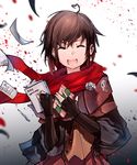  anonamos closed_eyes commentary happy highres homework roosterteeth ruby_rose rwby smile solo valentine wind 