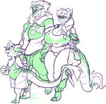  anthro balloon big_breasts breasts clothed clothing dragon eastern_dragon family female group hair horn hybrid jintonic male monochrome slightly_chubby smile standing 