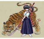  1girl black_hair japanese_clothes kunou_kodachi naginata ponytail ranma_1/2 side_ponytail solo spear wantan-orz weapon 