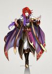  book boots cape european_clothes evil_grin evil_smile fire_emblem fire_emblem:_seima_no_kouseki fire_emblem:_seisen_no_keifu fusion grin gzei holding holding_book long_hair lyon_(fire_emblem) red_hair simple_background smile yurius_(fire_emblem) 