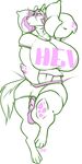  anthro blush canine clothed clothing hybrid intersex jintonic lying mammal masturbation muscular muscular_dickgirl muscular_intersex on_back penis penis_through_leghole pillow poking_out restricted_palette scalie solo thick_thighs 