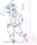  anthro award big_breasts breasts clothing female footwear huge_breasts jintonic lagomorph mammal monochrome nipple_bulge notched_ear rabbit shoes smile solo standing thick_thighs tight_clothing trophy underwear voluptuous wet wet_clothing 