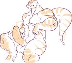  anthro balls big_penis erection humanoid_penis jintonic lizard looking_at_viewer male muscular muscular_male nude partially_retracted_foreskin pecs penis reptile scalie solo teeth uncut 