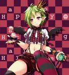  1girl green_hair halloween macross macross_delta pointy_ears reina_prowler smile solo 