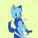  5_fingers anthro blue_eyes blue_fur briefs canine child clothing cub dog foreskin fur hazumazu humanoid_penis male mammal navel nipples open_mouth penis simple_background solo standing uncut underwear young 