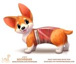  2018 accordion ambiguous_gender black_eyes brown_fur canine corgi cryptid-creations dog feral fur humor hybrid mammal musical_instrument pun simple_background solo tongue tongue_out white_background white_fur 