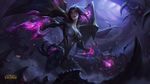  1girl black_eyes breasts cleavage kai&#039;sa league_of_legends long_hair official_art solo wings 